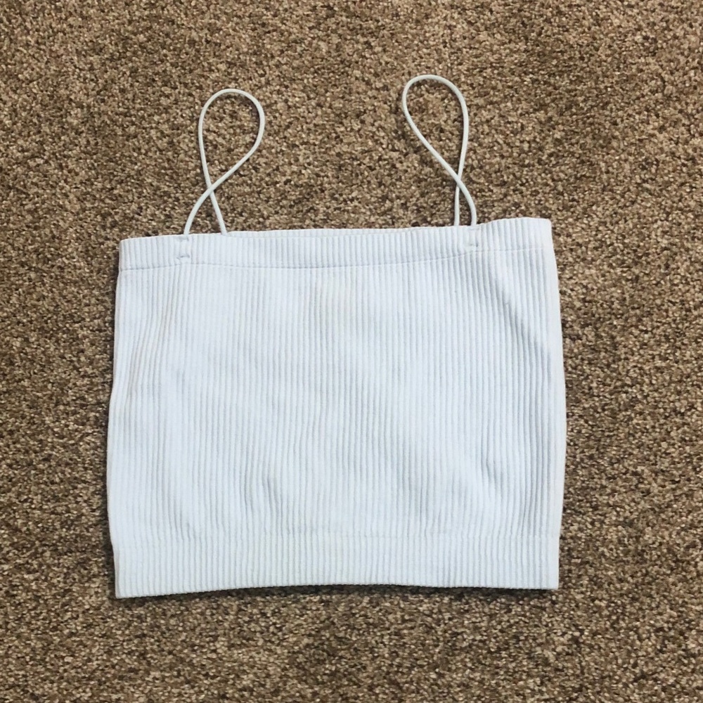 Francesca's Collections Light Blue Ribbed Crop Top
